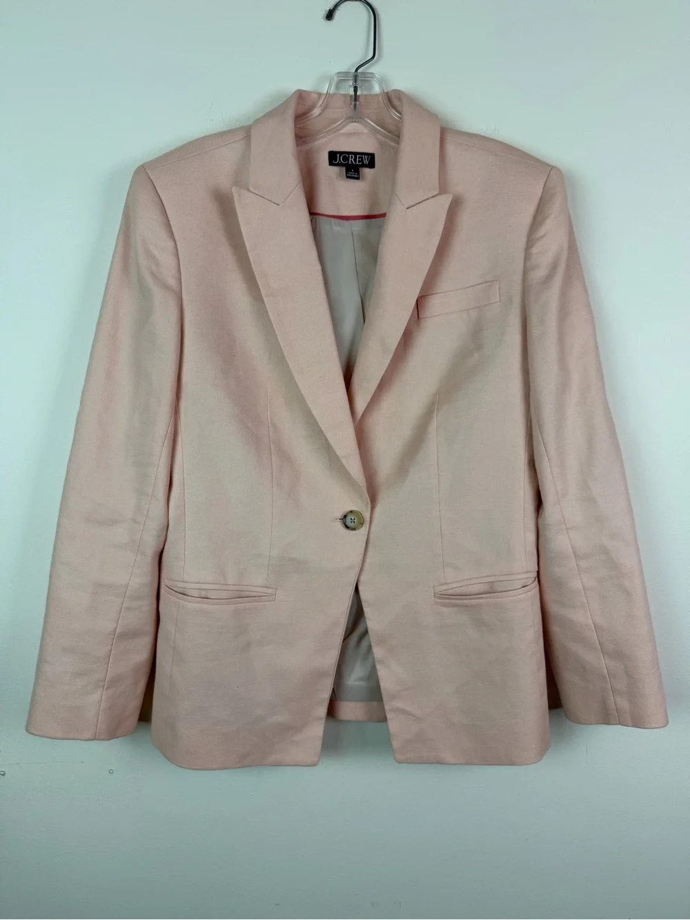 J. Crew Alexandra Blazer & Lucia Shorts Set in Pink Stretch Linen Blend Size 8